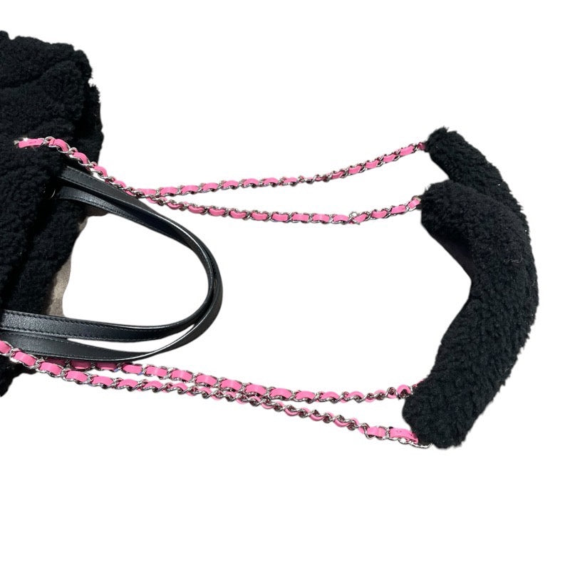 シャネル CHANEL ココネージュマトラッセチェーンショルダー AS0981 ブラック・ピンク ツイード・ムートン レディース ショルダーバッグ