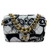 シャネル CHANEL ミニマトラッセトップハンドル ブラック・ホワイト　GD金具 ファブリック レディース ショルダーバッグ