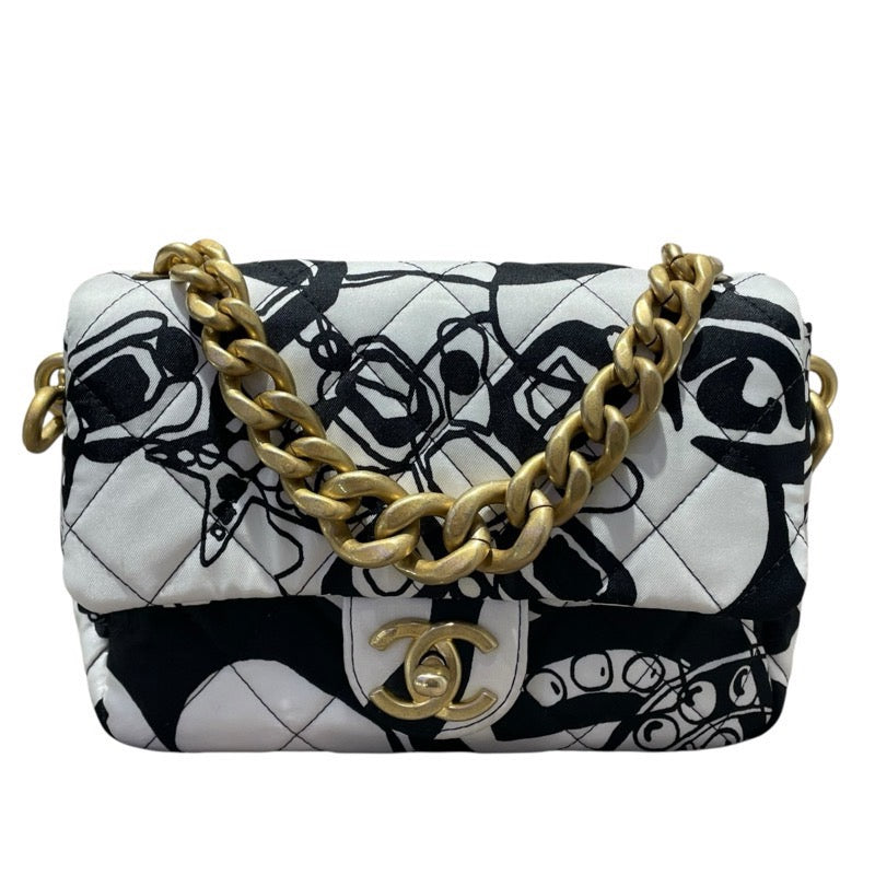 シャネル CHANEL ミニマトラッセトップハンドル ブラック・ホワイト　GD金具 ファブリック レディース ショルダーバッグ