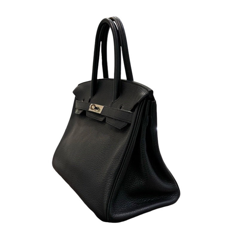 エルメス HERMES バーキン30 □M刻印 ブラック×シルバー金具 トゴ レディース ハンドバッグ