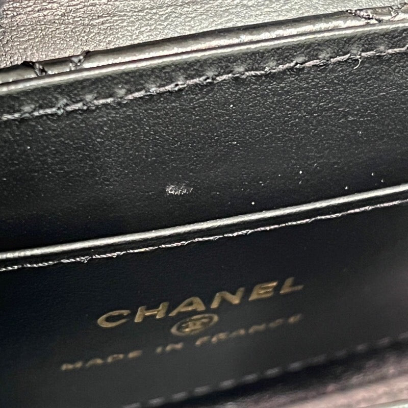 シャネル CHANEL ココマークミニチェーンクラッチ AP3435 ブラック×ゴールド金具 エイジドカーフ レディース ショルダーバッグ