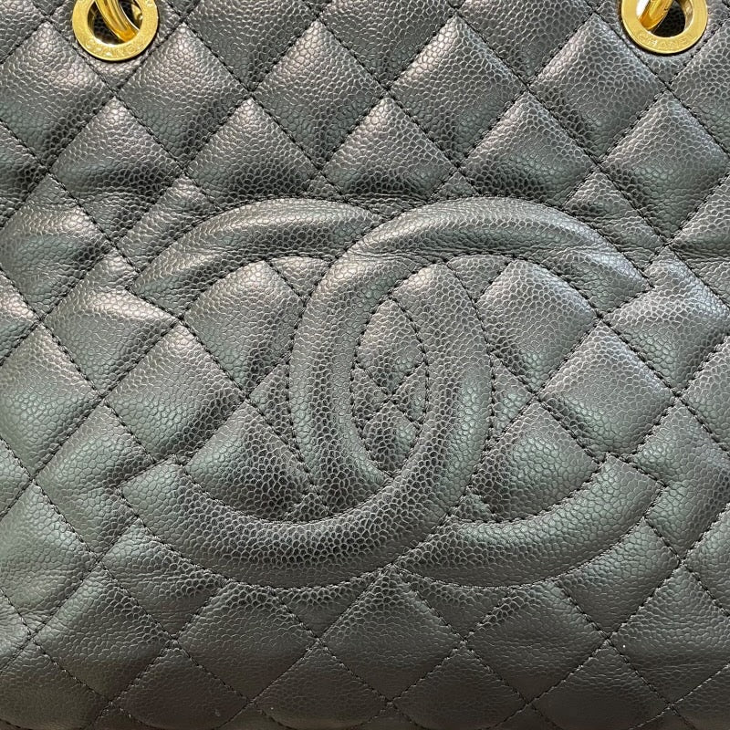 シャネル CHANEL GSTチェーントートバッグ 19番台 ブラック×ゴールド金具 キャビアスキン レディース トートバッグ