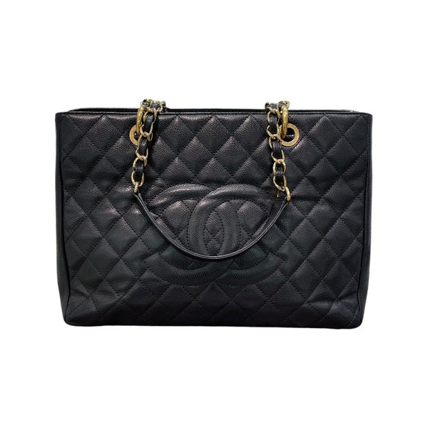 シャネル CHANEL GSTチェーントートバッグ 19番台 ブラック×ゴールド金具 キャビアスキン レディース トートバッグ