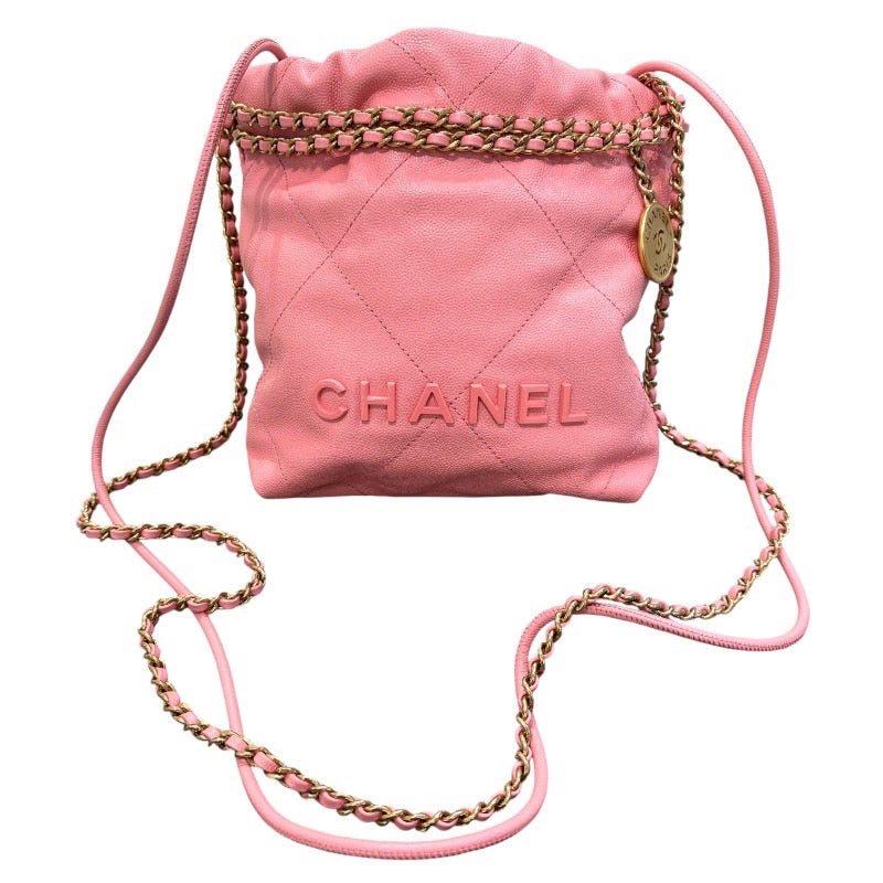 シャネル CHANEL CHANEL22ミニ AS3980 ピンク x ゴールド金具 シャイニーカーフ レディース ショルダーバッグ