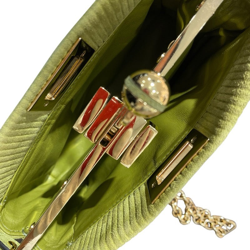フェンディ FENDI ビーカブークリック 8BP118 グリーン　GD金具 スウェード レディース ショルダーバッグ