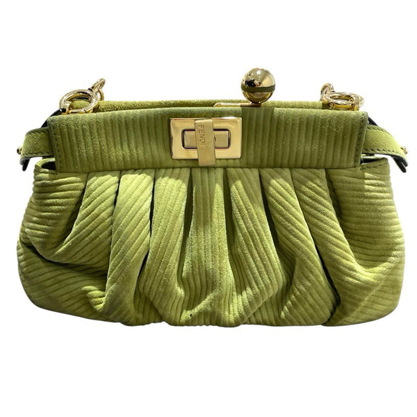フェンディ FENDI ビーカブークリック 8BP118 グリーン　GD金具 スウェード レディース ショルダーバッグ