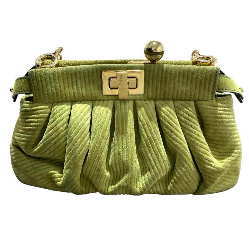 フェンディ FENDI ビーカブークリック 8BP118 グリーン　GD金具 スウェード レディース ショルダーバッグ