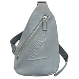 プラダ PRADA ショルダーバッグ グレー　SV金具 レザー メンズ ボディバッグ