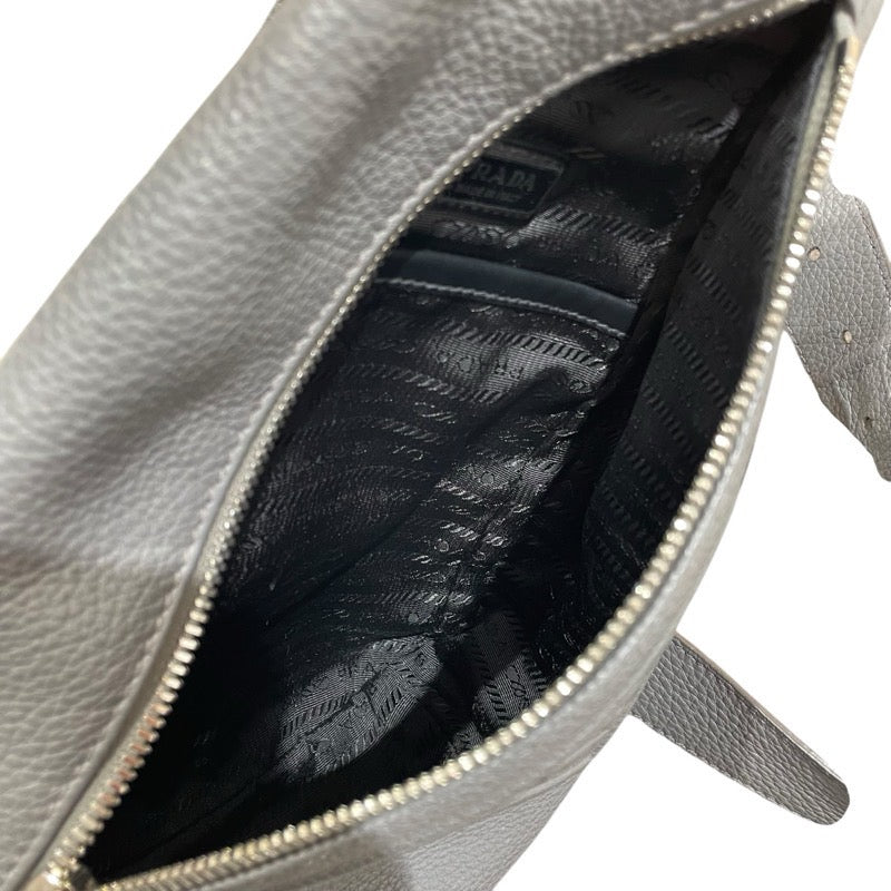 プラダ PRADA ショルダーバッグ グレー SV金具 レザー メンズ