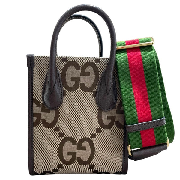 グッチ GUCCI ジャンボGGミニトートバッグ 699406 ブラウン　GD金具 GGキャンパス ユニセックス ショルダーバッグ