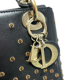 クリスチャン・ディオール Christian Dior レディーディオールミニ ブラック　GD金具 カーフ/ビーズ レディース ショルダーバッグ