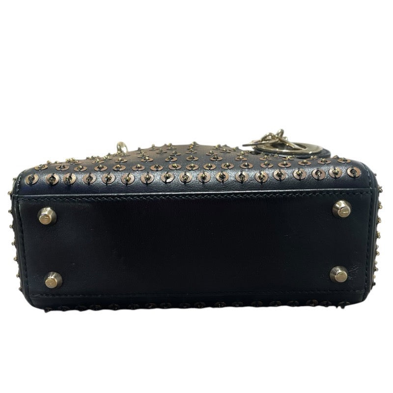 クリスチャン・ディオール Christian Dior レディーディオールミニ ブラック　GD金具 カーフ/ビーズ レディース ショルダーバッグ