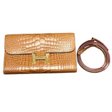 エルメス HERMES コンスタンスロングトゥーゴー ゴールド アリゲーターマット/B刻/GD金具 ユニセックス ショルダーバッグ
