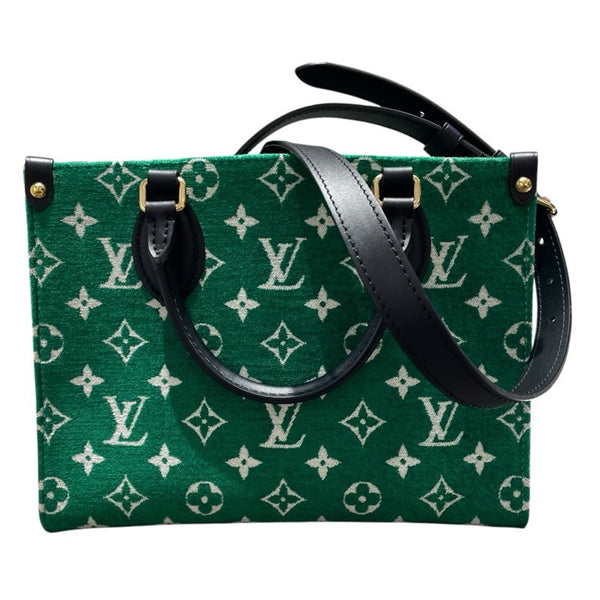 ルイ・ヴィトン LOUIS VUITTON オンザゴーPM M46216 グリーン ジャガード レディース ショルダーバッグ