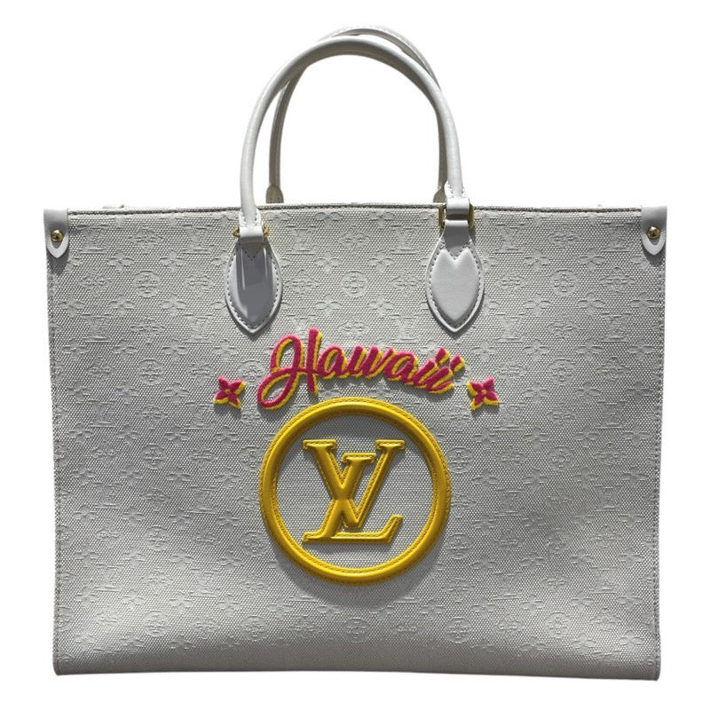 ルイ・ヴィトン LOUIS VUITTON オンザゴーGM　ハワイ限定 M20806 ホワイト キャンパス ユニセックス トートバッグ