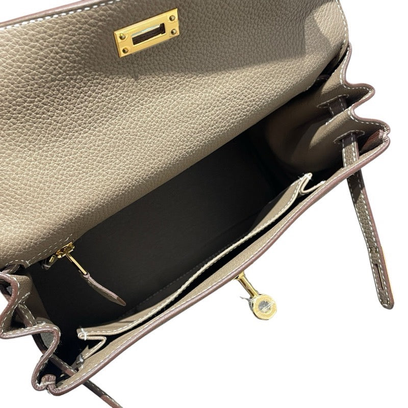 エルメス HERMES ケリー25　内縫い W刻 エトープ　GD金具 トゴ レディース ショルダーバッグ