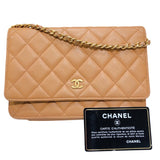 シャネル CHANEL マトラッセ チェーンウォレット A33814 24番台 ベージュ ゴールド金具 キャビアスキン レディース ショルダーバッグ