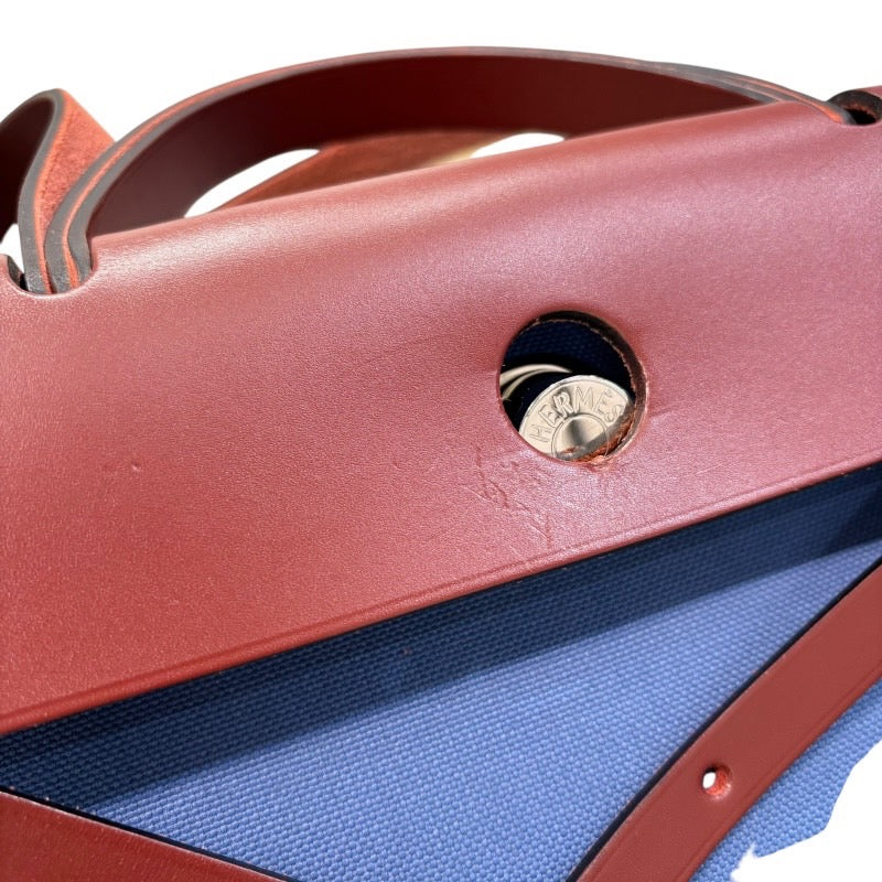 エルメス HERMES エールバッグジップPM X刻印 アガット×ルージュアッシュ×シルバー金具 トワル レディース ショルダーバッグ