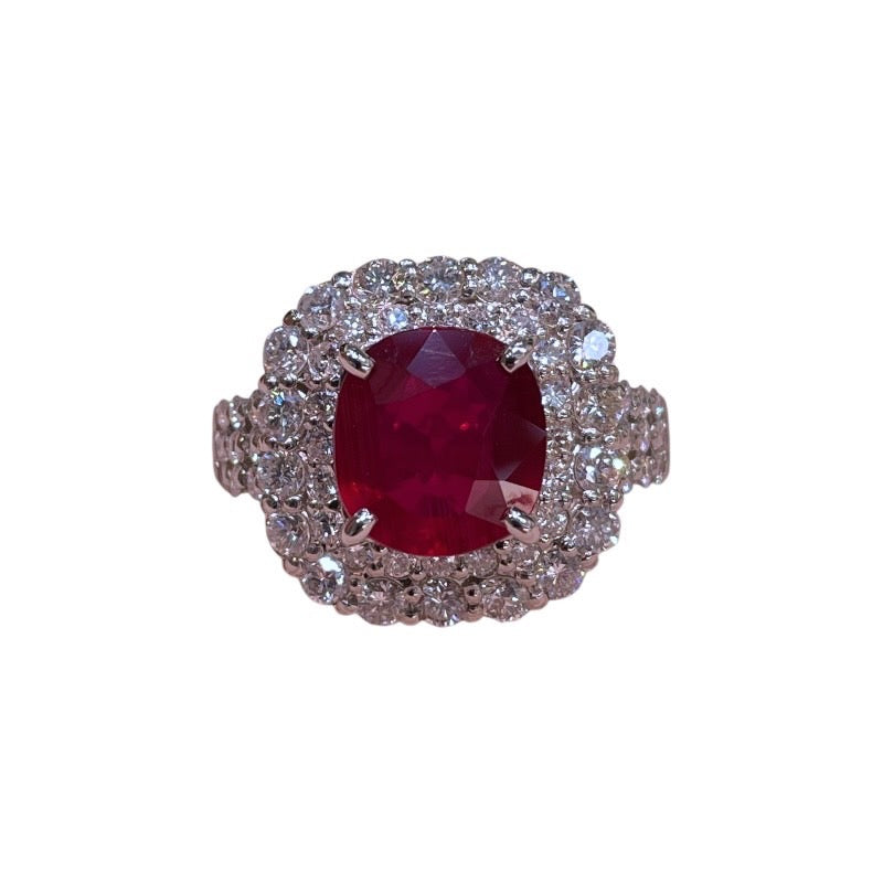 ピジョンブラッド ルビー非加熱リング #14 ルビー4.03ct Pt900/ルビー/ダイヤモンド ルビー ジュエリー