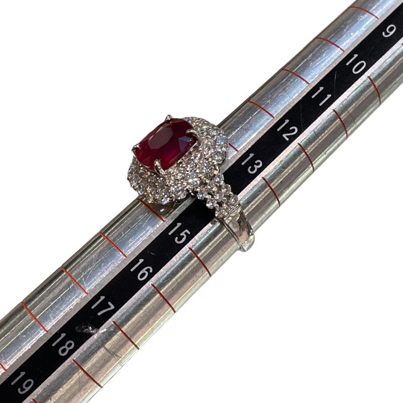 ピジョンブラッド ルビー非加熱リング #14 ルビー4.03ct Pt900/ルビー/ダイヤモンド ルビー ジュエリー