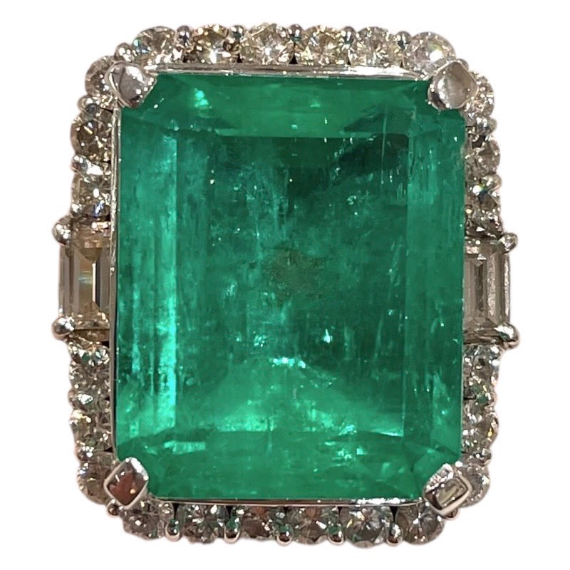 エメラルドリング #12.5 エメラルド17.3ct Pt900/エメラルド/ダイヤモンド エメラルド ジュエリー