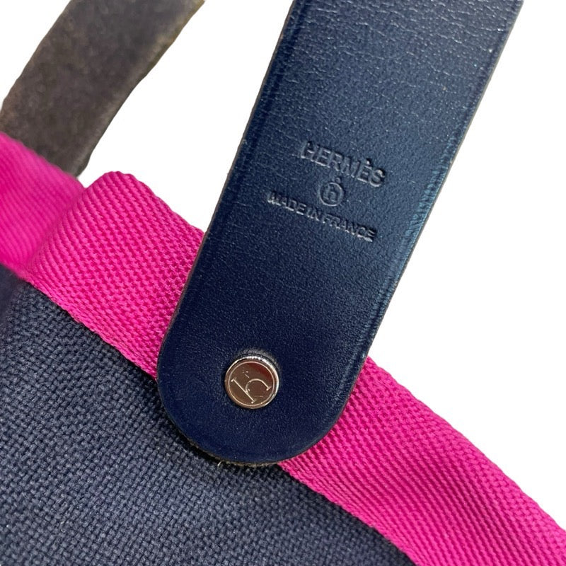 エルメス HERMES プティアッシュソー ネイビー×パープル トワル レディース ハンドバッグ