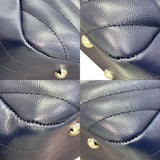 シャネル CHANEL vステッチチェーンショッピングトート A91046 ネイビー/シルバー金具 キャビアスキン レディース トートバッグ