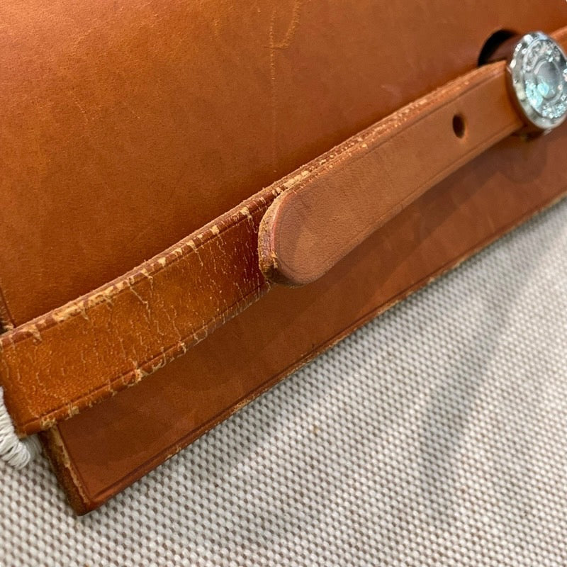 エルメス HERMES エールバッグMM ▢C刻印 ブラウン×アイボリー×シルバー金具 トワル レディース ショルダーバッグ
