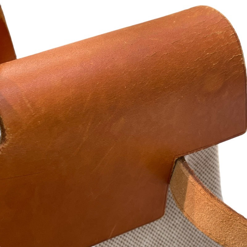 エルメス HERMES エールバッグMM ▢C刻印 ブラウン×アイボリー×シルバー金具 トワル レディース ショルダーバッグ