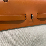 エルメス HERMES エールバッグMM ▢C刻印 ブラウン×アイボリー×シルバー金具 トワル レディース ショルダーバッグ