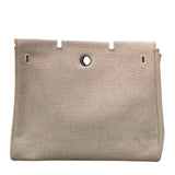 エルメス HERMES エールバッグMM ▢C刻印 ブラウン×アイボリー×シルバー金具 トワル レディース ショルダーバッグ