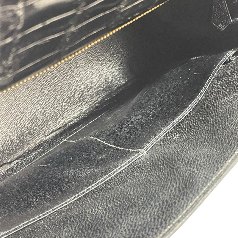 エルメス HERMES ケリー28　外縫い 〇R刻 ブラック　GD金具 アリゲーター レディース ショルダーバッグ