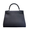 エルメス HERMES ケリー28 W刻印 ブラック×マットシルバー金具 トゴ レディース ショルダーバッグ