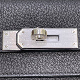 エルメス HERMES ケリー28 W刻印 ブラック×マットシルバー金具 トゴ レディース ショルダーバッグ