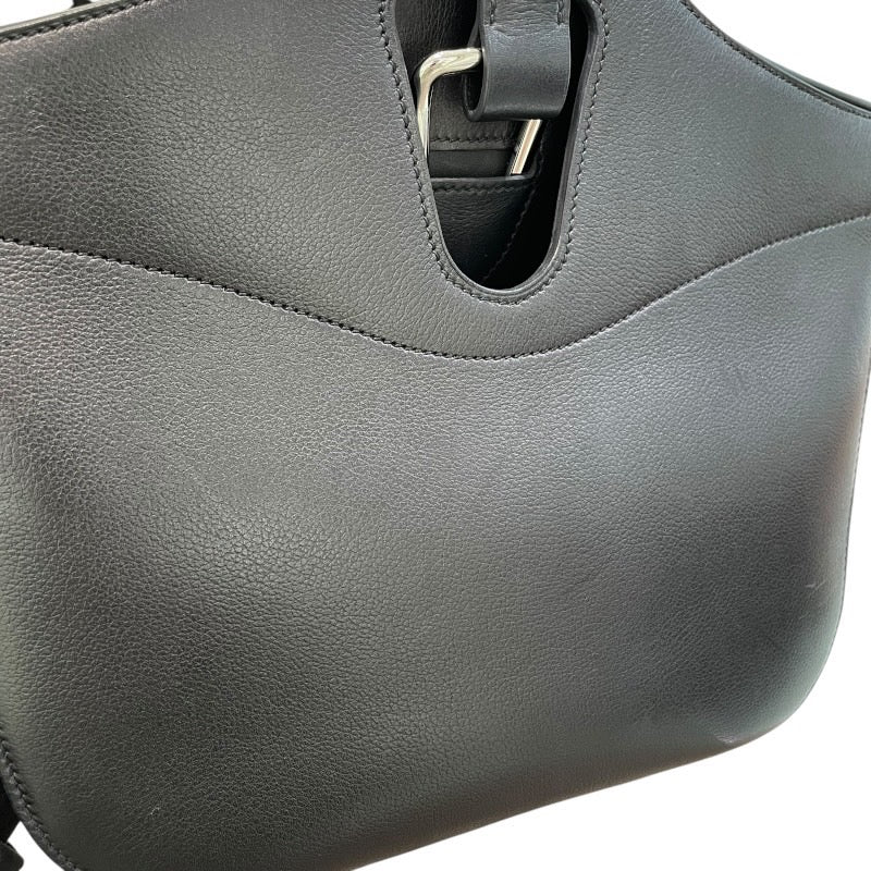 エルメス HERMES メッセンジャーアトラージュ U刻印 ブラック×シルバー金具 エヴァ―グレイン レディース ショルダーバッグ