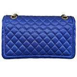 シャネル CHANEL 2.55マトラッセショルダー A37586 ブルー　GD金具 サテン/Wフラップ レディース ショルダーバッグ