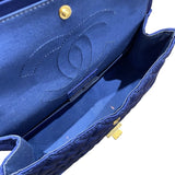 シャネル CHANEL 2.55マトラッセショルダー A37586 ブルー　GD金具 サテン/Wフラップ レディース ショルダーバッグ