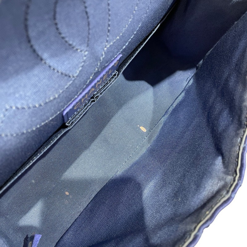 シャネル CHANEL 2.55マトラッセショルダー A37586 ブルー　GD金具 サテン/Wフラップ レディース ショルダーバッグ