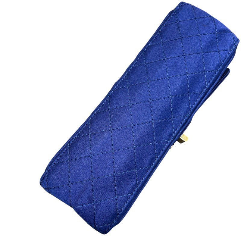 シャネル CHANEL 2.55マトラッセショルダー A37586 ブルー　GD金具 サテン/Wフラップ レディース ショルダーバッグ