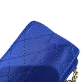 シャネル CHANEL 2.55マトラッセショルダー A37586 ブルー　GD金具 サテン/Wフラップ レディース ショルダーバッグ