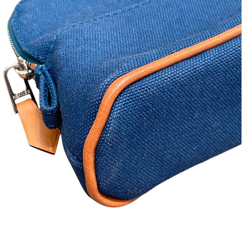 エルメス HERMES ボリードポーチ16 ブルー トワル レディース ポーチ