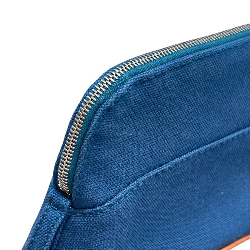エルメス HERMES ボリードポーチ16 ブルー トワル レディース ポーチ