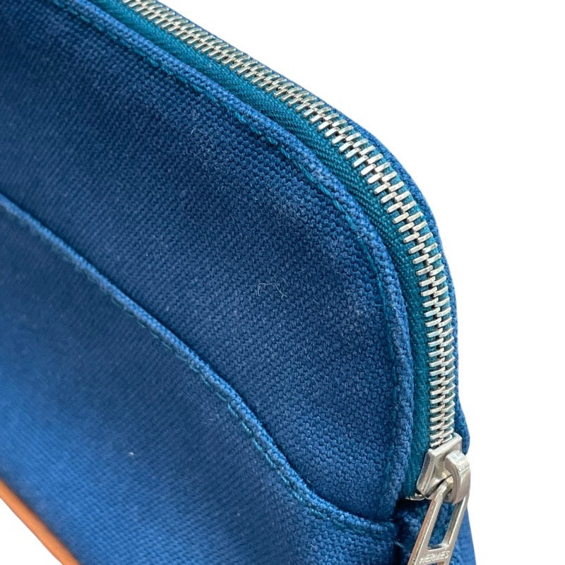エルメス HERMES ボリードポーチ16 ブルー トワル レディース ポーチ