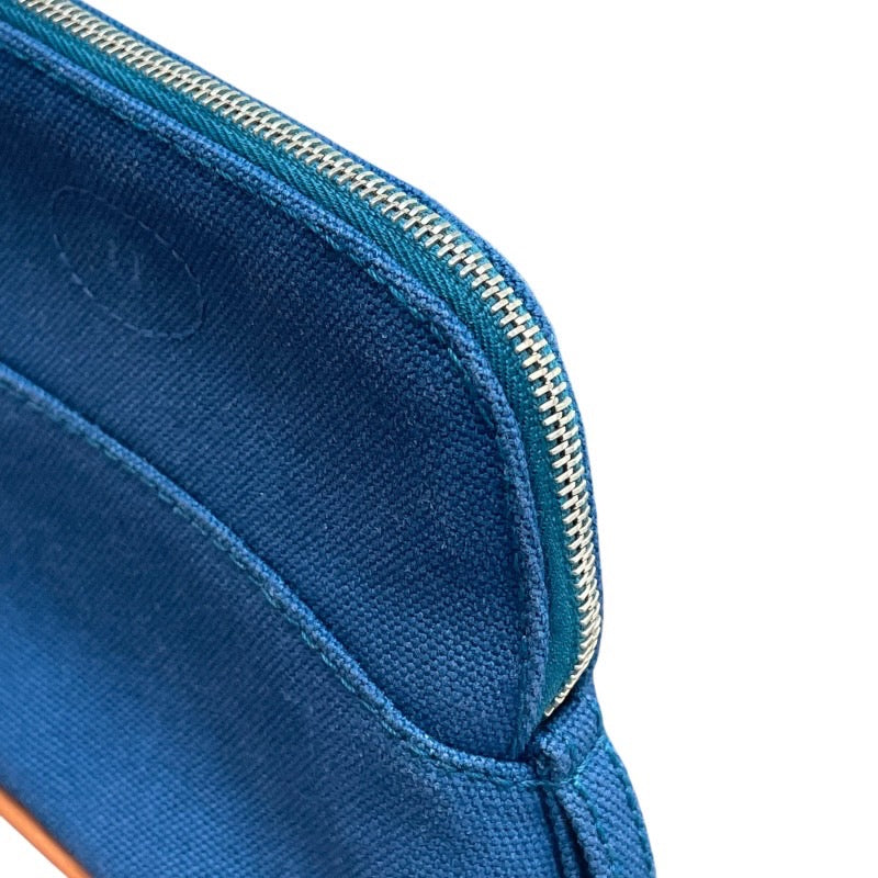 エルメス HERMES ボリードポーチ16 ブルー トワル レディース ポーチ