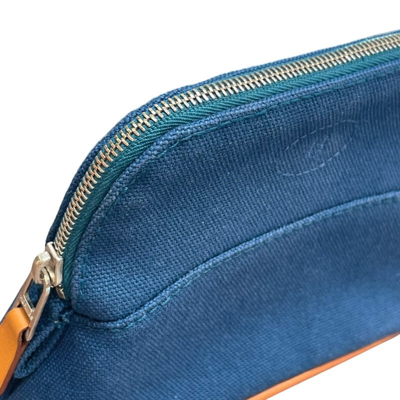 エルメス HERMES ボリードポーチ16 ブルー トワル レディース ポーチ