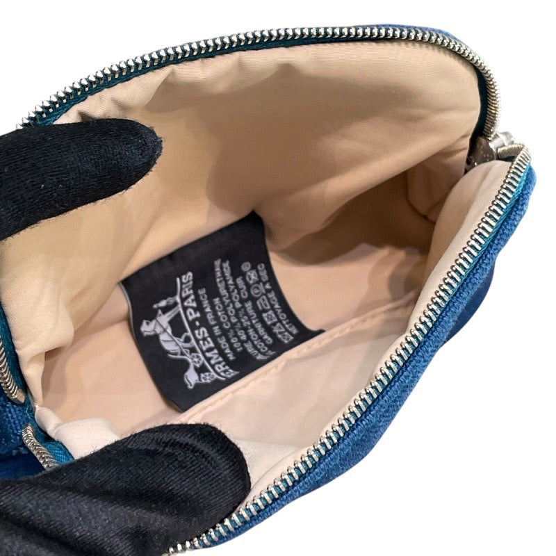 エルメス HERMES ボリードポーチ16 ブルー トワル レディース ポーチ