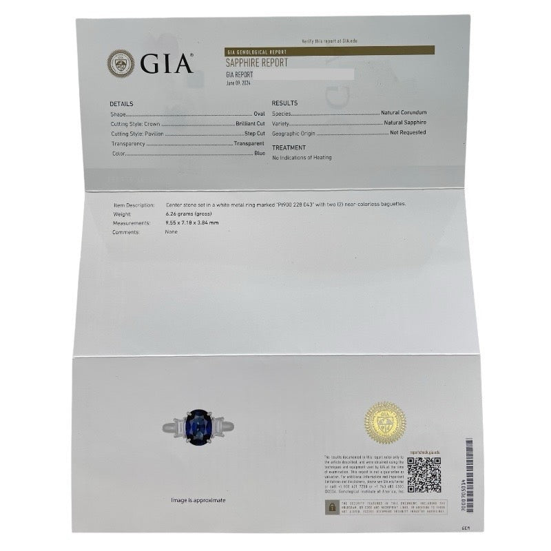サファイア非加熱リング #10 サファイヤ2.28ct Pt900/サファイア/ダイヤモンド サファイア ジュエリー