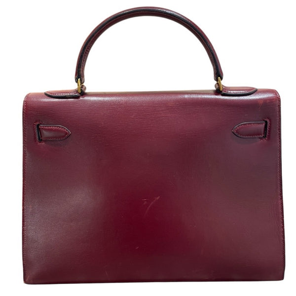 エルメス HERMES ケリー32　外縫い 〇I刻 ルージュアッシュ　GD金具 ボックスカーフ レディース ショルダーバッグ