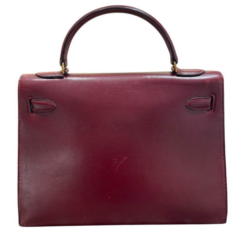 エルメス HERMES ケリー32　外縫い 〇I刻 ルージュアッシュ　GD金具 ボックスカーフ レディース ショルダーバッグ