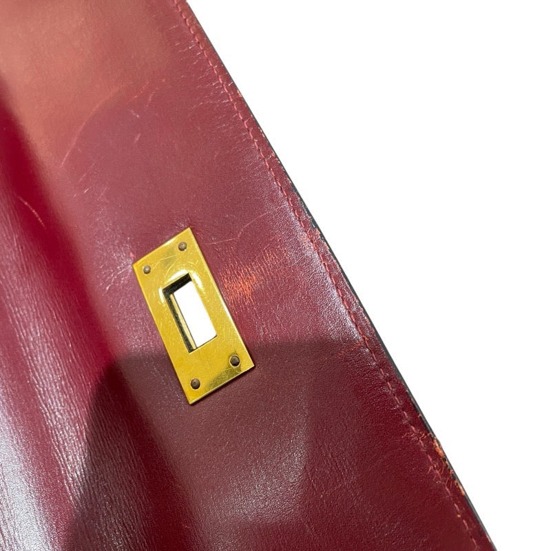 エルメス HERMES ケリー32　外縫い 〇I刻 ルージュアッシュ　GD金具 ボックスカーフ レディース ショルダーバッグ